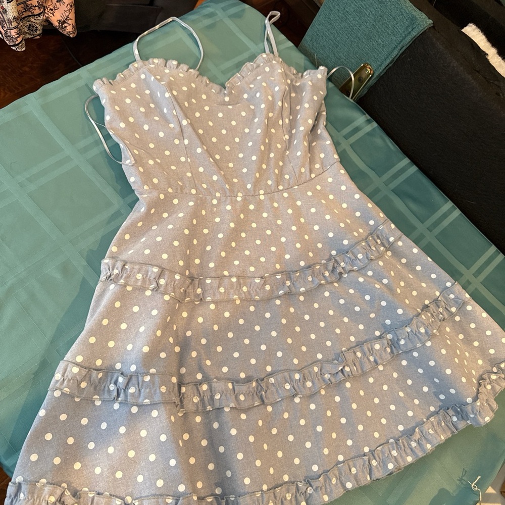 Miami Light Blue Polka Dot Kids Dress